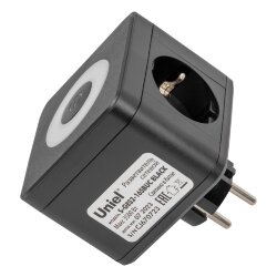 S-GES2-16SBUC BLACK Разветвитель сетевой с выключателем, с-з, 2 гнезда, 2USB+1TYPE C, 16А, 3500Вт, Черный