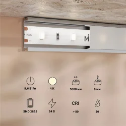 Светодиодная лента Base 24В 2835 9,6Вт/м 4000K 5м IP 20 201178 (Белый)