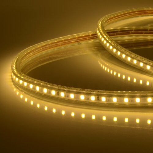 ULS-2835-120LED-m-10mm-IP67-220V-10W-m-50M-3000K Светодиодная гибкая герметичная лента, Бобина 50 м, Теплый белый свет 3000K. - фото 1