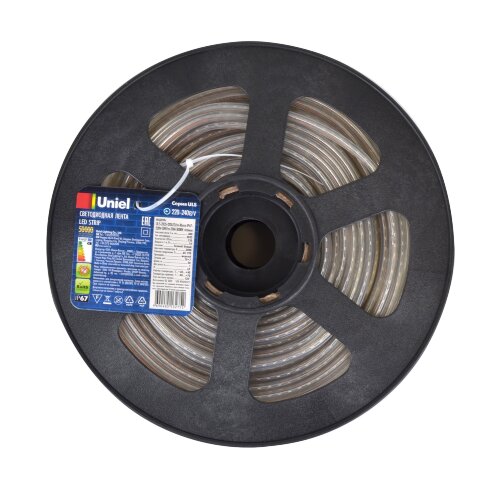 ULS-2835-120LED-m-10mm-IP67-220V-10W-m-50M-3000K Светодиодная гибкая герметичная лента, Бобина 50 м, Теплый белый свет 3000K. - фото 2