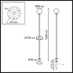 Ландшафтный светильник «ODEON LIGHT» 7120/3GLB, серия: DEW (крепление на планке)