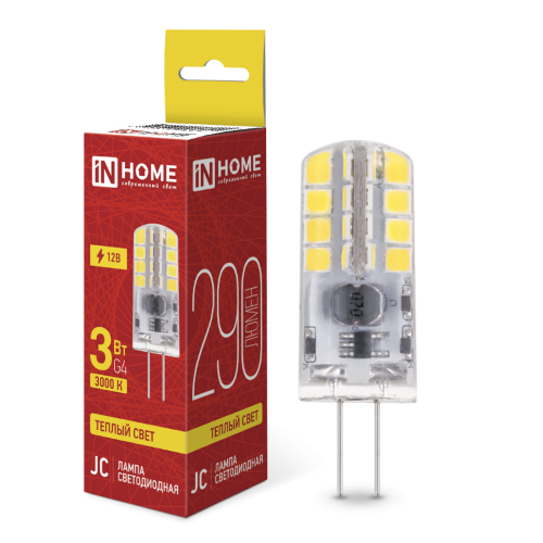 Лампа светодиодная LED-JC 3Вт 12В G4 3000К 290Лм IN HOME - Фото