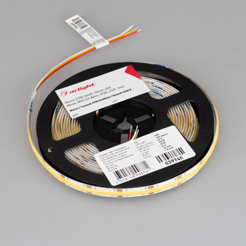 Светодиодная лента СОВ-Х640-10mm 24V White-MIX (23 W/m, IP20, CSP, 5m) (Arlight, Изменяемая ЦТ) 039740 - фото 2