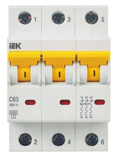 Выключатель автоматический модульный 3п C 63А 6кА ВА47-60M KARAT IEK MVA31-3-063-C - фото 2