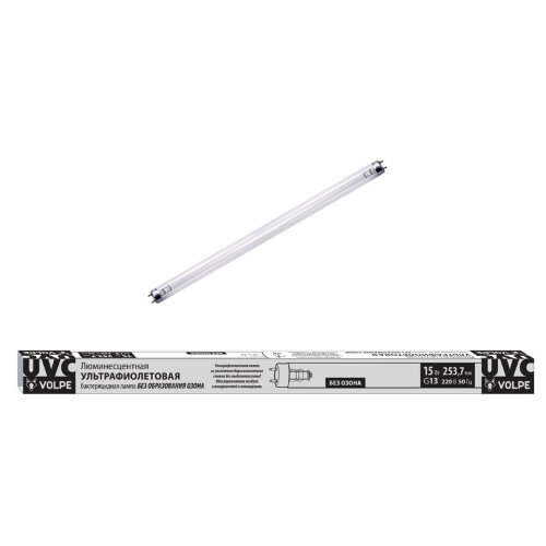 EFL-T8-15/UVCB/G13/CU/V Лампа ультрафиолетовая бактерицидная. Спектр UVC 253,7нм. Картон. ТМ Volpe - фото