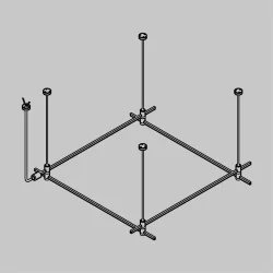 Готовая конструкция квадратная двухуровневая на тросовых подвесах Hang без светильников и блока питания, латунь (Латунь)