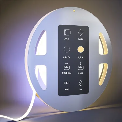 Светодиодная лента Ultra 24В COB 8Вт/м 2700К 5м IP 20 201070 (Белый) - фото 2