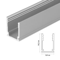 UFE-A21 SILVER 200 POLYBAG Накладной профиль для гибкой светодиодной ленты NEON 8х16мм, анодированный алюминий, Длина 200 см