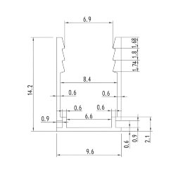 UFE-A21 SILVER 200 POLYBAG Накладной профиль для гибкой светодиодной ленты NEON 8х16мм, анодированный алюминий, Длина 200 см