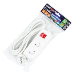 S-CU2-3B WHITE Удлинитель серии Ultra, шнур 3м., 2 гнезда, 10A, б-з, Белый, TM Uniel