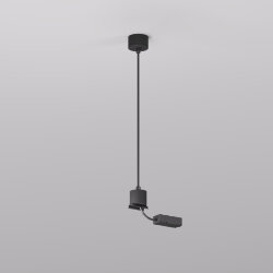 Подвод питания для подвесного монтажа трека SMART BASE, АС 220-240V, IP20, 5м, черный, алюминий, Denkirs TR2124-BK