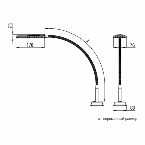 Армата 045-04 станочный (LED, 6Вт 4000К 12-36В, на основании,IP68, гибкая стойка 545 мм), черный. Фото 3