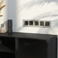 W0052917/ Рамка на 5 постов Slab (дымчатый софт) W0052917