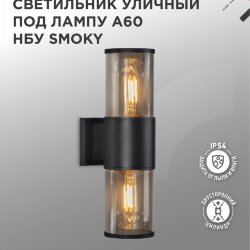 Светильник уличный настенный двусторонний НБУ SMOKY-2хA60-BL алюминиевый черный IP54 IN HOME