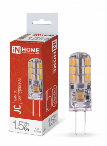 Лампа светодиодная LED-JC 1.5Вт 12В G4 4000К 150Лм IN HOME - Фото 2