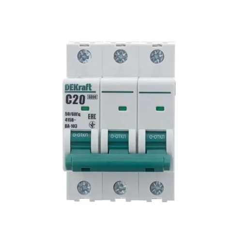 Выключатель автоматический модульный 3п C 20А 6кА ВА-103 DEKraft 12306DEK - фото 2