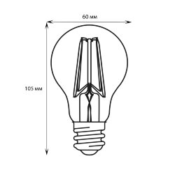 LED-A60-5W-3000K-E27-CL-SLF Лампа светодиодная, Форма A, прозрачная, Теплый белый свет 3000K