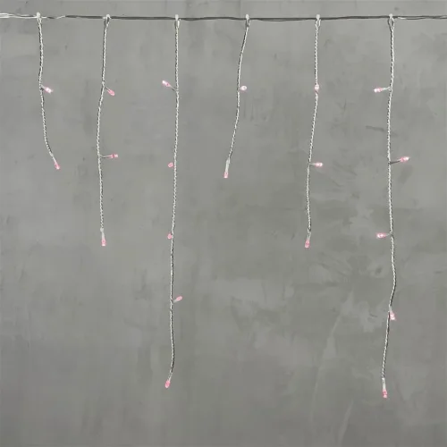 Гирлянда Бахрома на Батарейках 3 х 0,5 м Фиолетовая, 100 LED, Провод Прозрачный Силикон, IP65. Фото 1.