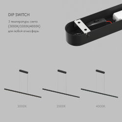 Светильник подвесной RAYLINE, 30 Вт, 3000–4000К, L1200?H1500 мм, металл, черный, свет вверх/вниз, Denkirs DK6733-BK