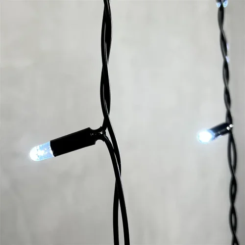 Гирлянда Бахрома с Колпачком 3,2 x 0,9 м Белая 220В, 168 LED, Провод Черный ПВХ, IP65. Фото 3.