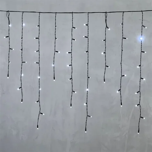 Гирлянда Бахрома с Колпачком 3,2 x 0,9 м Белая 220В, 168 LED, Провод Черный ПВХ, IP65. Фото 6.