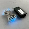Гирлянда Нить на Батарейках с Таймером 10м Небесно-Голубая, 100 LED, Провод Прозрачный Силикон, IP65. Фото 1.
