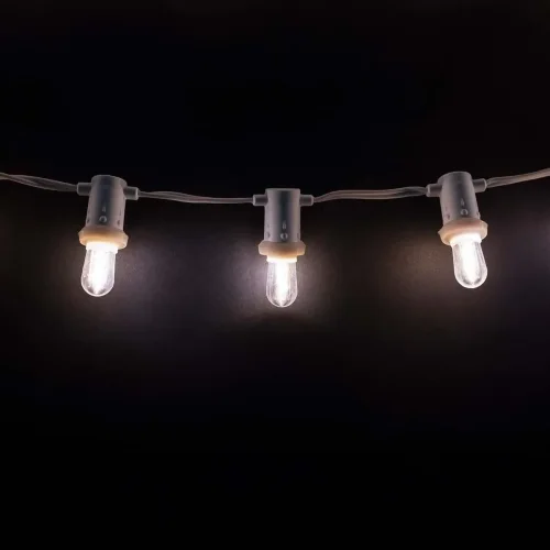 Мини Белт-лайт LTC 10м, Патрон E14, Провод Белый ПВХ, шаг 10см, 100 патронов, IP65. Фото 1.