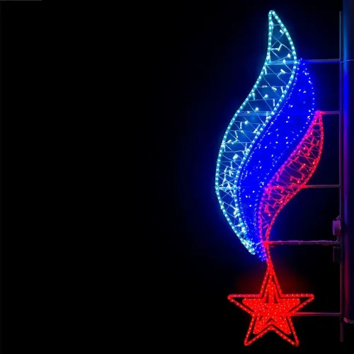 Светодиодная Консоль «Звезда с Российским Флагом» 60 х 200 см, Триколор, 220В. Фото 1.