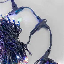 Комплект 3 Разноцветных Нити по 20м с Мерцанием Белого Диода, 600 LED, Провод Черный Каучук 2,3мм, IP54