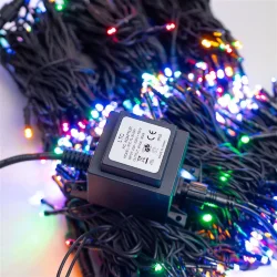 Комплект 3 Разноцветных Нити по 20м с Мерцанием Белого Диода, 600 LED, Провод Черный Каучук 2,3мм, IP54