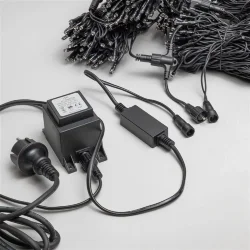 Комплект 3 Разноцветных Нити по 20м с Мерцанием Белого Диода, 600 LED, Провод Черный Каучук 2,3мм, IP54