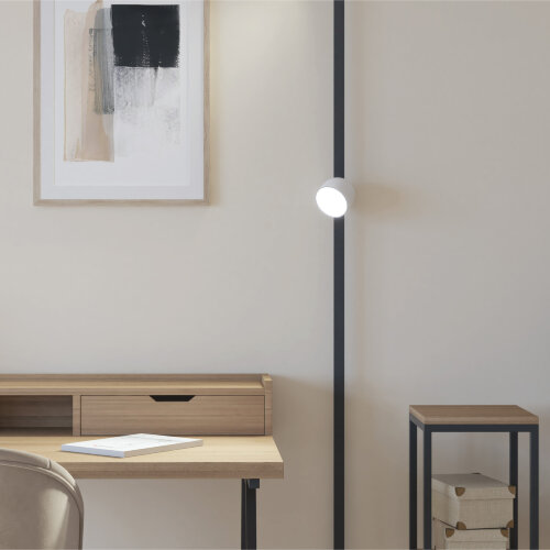 DK5542-WH+BK Поворотный светильник для трека-ремня Belty, серия Spot, со светодиодом, D100*H107мм, 48V DC, 12W, RA90, 120°, 4000K, IP20, белый с черным, алюминий. Фото 8