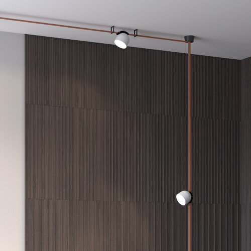 DK5542-WH+BK Поворотный светильник для трека-ремня Belty, серия Spot, со светодиодом, D100*H107мм, 48V DC, 12W, RA90, 120°, 4000K, IP20, белый с черным, алюминий. Фото 9