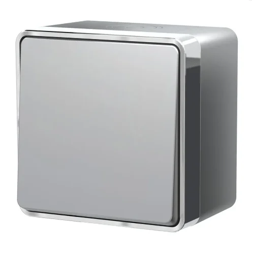 Выключатель одноклавишный влагозащищенный Gallant серебряный W5010206 - фото