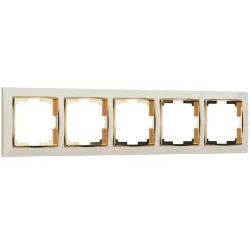 Рамка из поликарбоната на 5 постов Snabb слоновая кость/золото W0051932