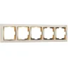 Рамка из поликарбоната на 5 постов Snabb слоновая кость/золото W0051932 - фото
