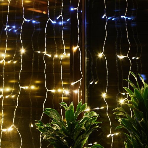 ULD-C2030-240-TTK WARMWHITE-WHITE IP44 Занавес светодиодный с эффектом мерцания, 3х2м, Соединяемый, 240 светодиодов, Теплый белый и белый свет, Провод прозрачный. - фото 4