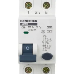 Выключатель автоматический дифференциального тока 2п C 16А 30мА тип AC 4.5кА АВДТ 32 C16 GENERICA MAD25-5-016-C-30
