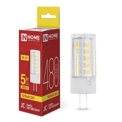 Лампа светодиодная LED-JC 5Вт 12В G4 3000К 480Лм IN HOME - Фото