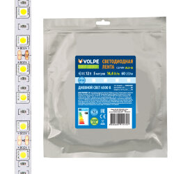 ULS-Q221 5050-60LED-m-10mm-IP20-DC12V-14.4W-m-5M-6500K Гибкая светодиодная лента на самоклеящейся основе, Катушка 5 м, в герметичной упаковке, Дневной свет6500K.