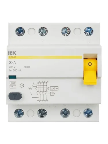 Выключатель дифференциального тока (УЗО) 4п 32А 300мА тип AC ВД1-63 KARAT IEK MDV10-4-032-300 - фото 2