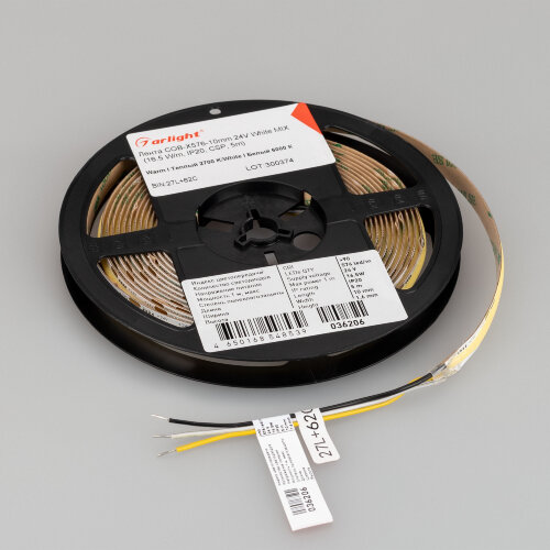 Светодиодная лента СОВ-Х576-10mm 24V White-MIX (16.5 W/m, IP20, CSP, 5m) (Arlight, Изменяемая ЦТ) 036206 - фото 4