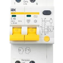 Выключатель автоматический дифференциального тока 2п C 40А 30мА тип AC 4.5кА АД-12 KARAT IEK MAD10-2-040-C-030