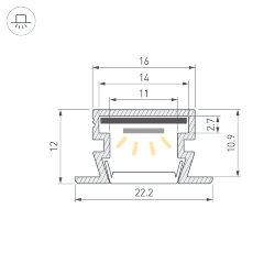 Профиль PDS-FS-2000 ANOD (Arlight, Алюминий) 038687