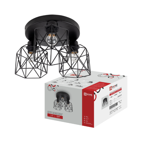 Светильник настенно-потолочный под лампу LOFT ATIKO-СL-3E27R-BL 3хЕ27 черный IN HOME - Фото