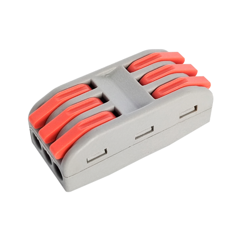 Клемма проходная КП 222-2413 с рычагами 3 полюса 0.08-2.5/4мм2 (10шт./уп.) IN HOME - Фото