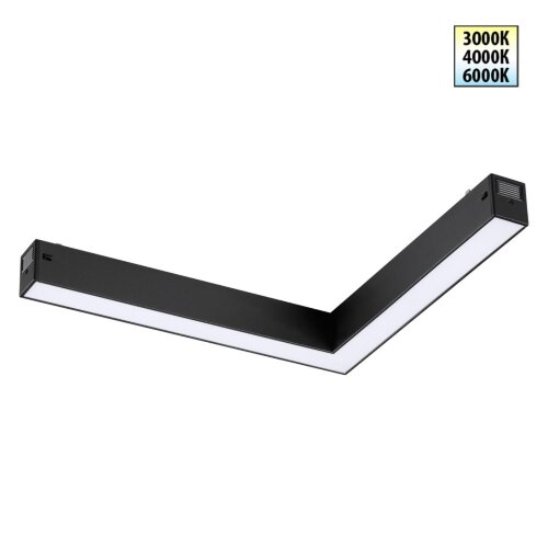 Трековый токопроводящий светильник L-образный с переключателем цветовой темперетуры «Novotech» 359944, серия: VECTOR (крепление к треку). Фото 1.