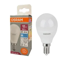 Лампа светодиодная LV 12SW/6500K (=100W) E14 | LED Value 2Y | Шарик | - OSRAM