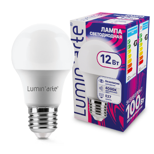 Светодиодная лампа Luminarte LSTD-A60-12W4KE27 12Вт 4000K E27 - фото.