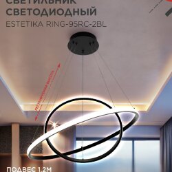 Люстра светодиодная ESTETIKA RING-95RC-2BL 95Вт 230В 3000-6500K 600/400 1.2м трос ДУ черный IN HOME
